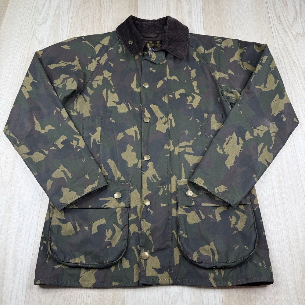 Barbour Bourne Camouflage Wax Cotton Jacket Size S Small Made In England Rare